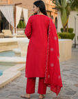 Crimson Red Floral vertican Blend 3 piece