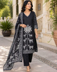 Pure Maslin Black Kurta Set with Dupatta