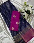 KANJIVARAM SOFT SILK SAREE WITH UNSTITCHED BLOUSE PIECE