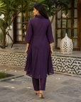 Crimson Plum Embroidered Kurta Set with Dupatta
