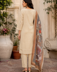 Pure Jamdani Straight Kurta Set with Figure Work & Digital Print Cotton Dupatta