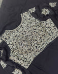 BLACK DESIGNER EMBROIDERED SAREE WITH READY TO WEAR BLOUSE