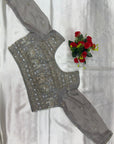 GREY DESIGNER SAREE WITH WORK BLOUSE