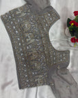 GREY DESIGNER SAREE WITH WORK BLOUSE