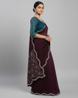 DESIGNER STONE SAREE WITH STONE WORK BLOUSE PIECE