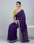 DESIGNER STONE SAREE WITH STONE WORK BLOUSE PIECE