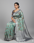 PREMIUM TISSUE SILK SAREE WITH DESIGNER BLOUSE UNSTITCHED