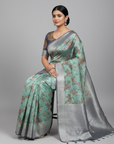 PREMIUM TISSUE SILK SAREE WITH DESIGNER BLOUSE UNSTITCHED