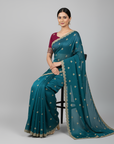 LUXURY DESIGNER SAREE WITH UNSTITCHED BLOUSE PIECE
