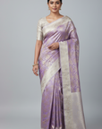 KANJIVARAM SILK SAREES-LAVENDER WITH SILVER ZARI WORK