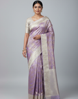 KANJIVARAM SILK SAREES-LAVENDER WITH SILVER ZARI WORK