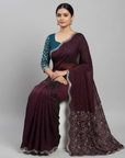 DESIGNER STONE SAREE WITH STONE WORK BLOUSE PIECE