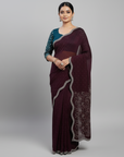 DESIGNER STONE SAREE WITH STONE WORK BLOUSE PIECE