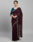DESIGNER STONE SAREE WITH STONE WORK BLOUSE PIECE