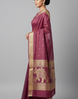 BANARASI SOFT SILK SAREE WITH UNSTITCHED BLOUSE PIECE