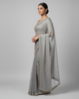 GREY DESIGNER SAREE WITH WORK BLOUSE