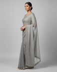 GREY DESIGNER SAREE WITH WORK BLOUSE