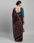 DESIGNER STONE SAREE WITH STONE WORK BLOUSE PIECE