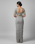 GREY DESIGNER SAREE WITH WORK BLOUSE