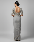 GREY DESIGNER SAREE WITH WORK BLOUSE