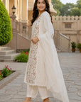 Off-white embroidered 3-piece kurta set