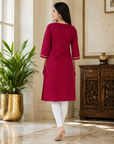Maroon Straight -cut long kurti