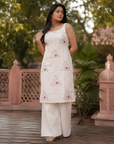 Off-white printed kurti with palazzo set