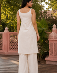 Off-white printed kurti with palazzo set