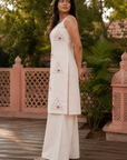 Off-white printed kurti with palazzo set