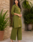 Olive green kurta & plazzo co-ord set
