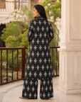 Black printed kurta plazzo set