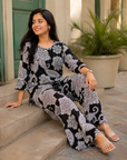 Black printed co-ord set