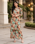 Mint green floral printed co-ord set