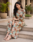 Mint green floral printed co-ord set