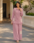 Dusty pink embroidered co-ord set
