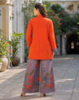 Orange embroidered shirt co-ord set