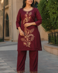 Maroon floral printed co-ord set