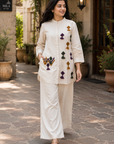 Off-white tassel embellished co-ord set
