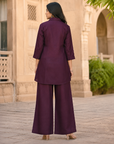 Wine embroidered co-ord set