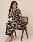 Black floral printed co-ord set