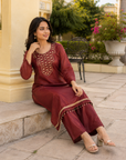 Peach embroidered kurta pant set