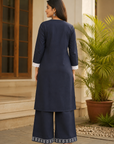 Navy Blue floral printed kurta pant set