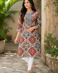 Multicolor printed straight kurti