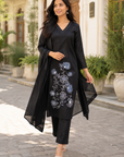 Black embroidered 3-piece kurta set