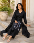 Black embroidered 3-piece kurta set