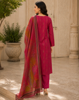 Magenta printed 3-piece kurta set