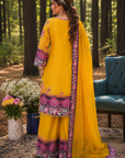 Mustard Yellow floral printed kurta set