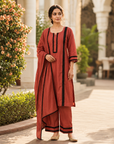 Rust orange 3- piece kurta set