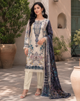 Cream floral printed 3-piece kurta set