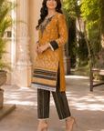 Mustard & black 3-piece kurta set